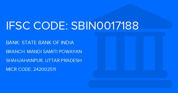 State Bank Of India (SBI) Mandi Samiti Powayan Branch IFSC Code