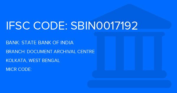 State Bank Of India (SBI) Document Archival Centre Branch IFSC Code
