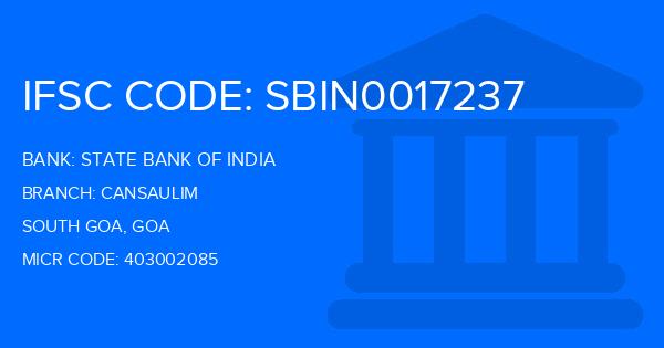 State Bank Of India (SBI) Cansaulim Branch IFSC Code