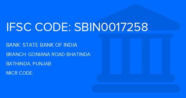 State Bank Of India (SBI) Goniana Road Bhatinda Branch IFSC Code