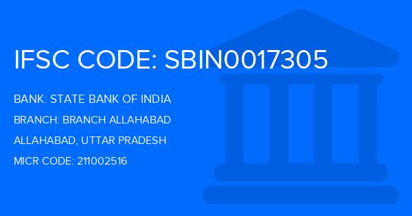 State Bank Of India (SBI) Branch Allahabad Branch IFSC Code