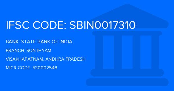 State Bank Of India (SBI) Sonthyam Branch IFSC Code