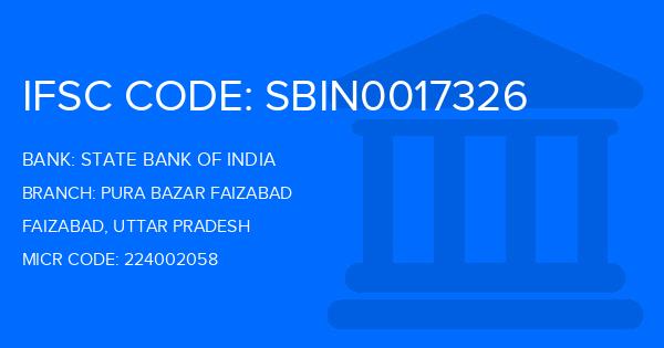 State Bank Of India (SBI) Pura Bazar Faizabad Branch IFSC Code