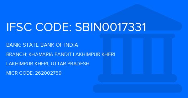 State Bank Of India (SBI) Khamaria Pandit Lakhimpur Kheri Branch IFSC Code
