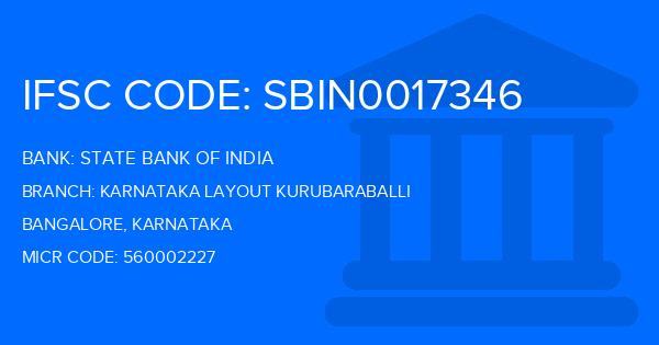 State Bank Of India (SBI) Karnataka Layout Kurubaraballi Branch IFSC Code