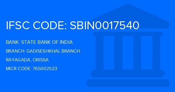 State Bank Of India (SBI) Gadiseshkhal Branch
