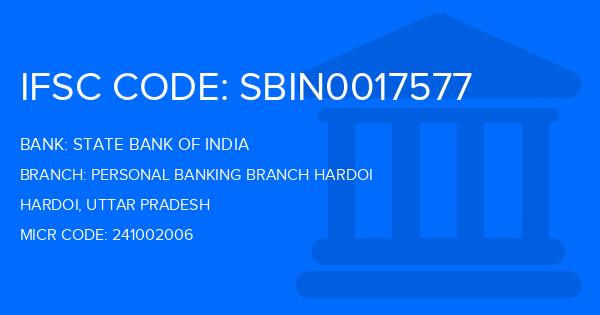 State Bank Of India (SBI) Personal Banking Branch Hardoi Branch IFSC Code