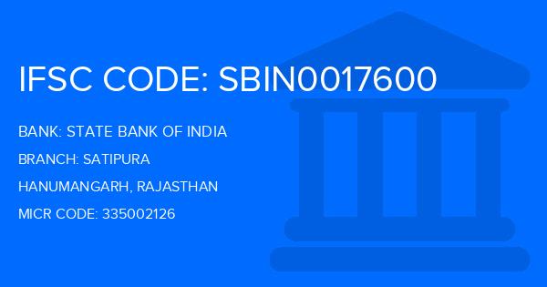 State Bank Of India (SBI) Satipura Branch IFSC Code