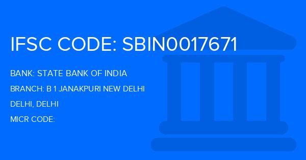 State Bank Of India (SBI) B 1 Janakpuri New Delhi Branch IFSC Code