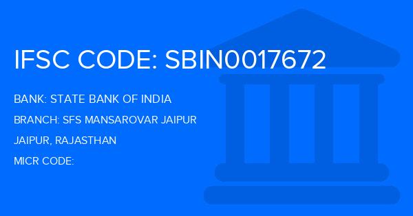 State Bank Of India (SBI) Sfs Mansarovar Jaipur Branch IFSC Code