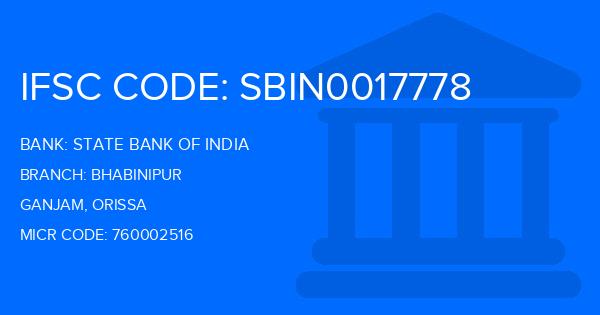 State Bank Of India (SBI) Bhabinipur Branch IFSC Code