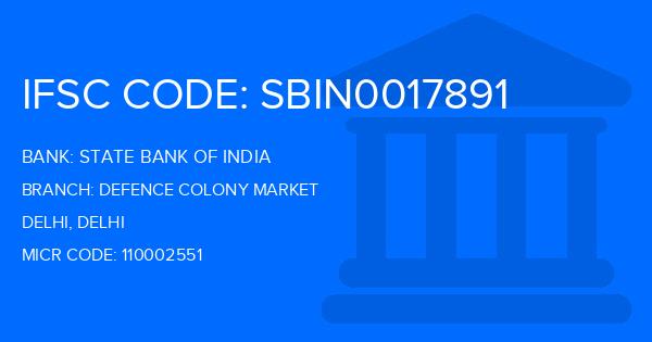 State Bank Of India (SBI) Defence Colony Market Branch IFSC Code