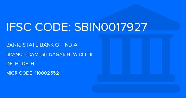 State Bank Of India (SBI) Ramesh Nagar New Delhi Branch IFSC Code