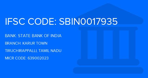 State Bank Of India (SBI) Karur Town Branch IFSC Code