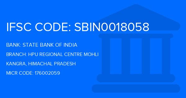 State Bank Of India (SBI) Hpu Regional Centre Mohli Branch IFSC Code