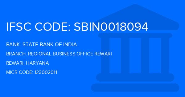 State Bank Of India (SBI) Regional Business Office Rewari Branch IFSC Code
