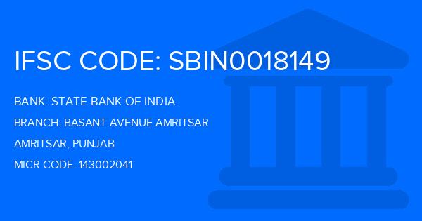 State Bank Of India (SBI) Basant Avenue Amritsar Branch IFSC Code