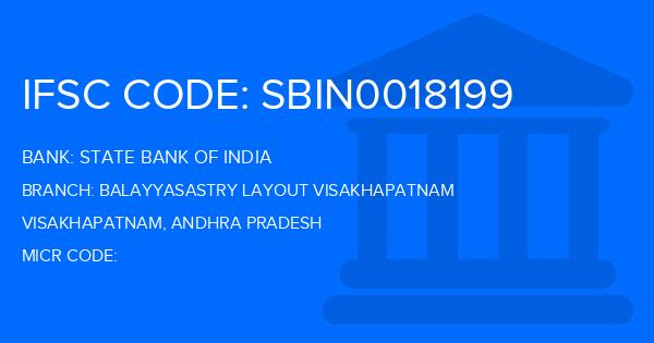 State Bank Of India (SBI) Balayyasastry Layout Visakhapatnam Branch IFSC Code