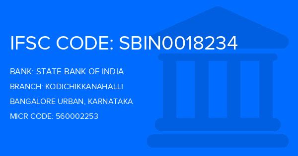State Bank Of India (SBI) Kodichikkanahalli Branch IFSC Code