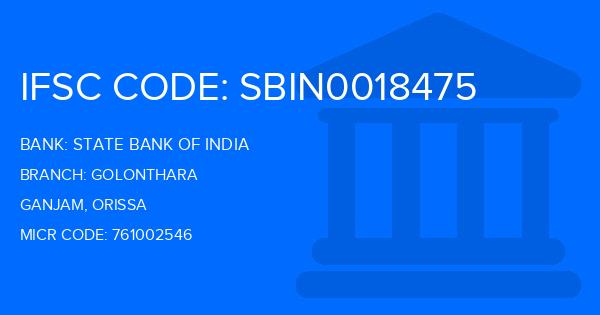 State Bank Of India (SBI) Golonthara Branch IFSC Code