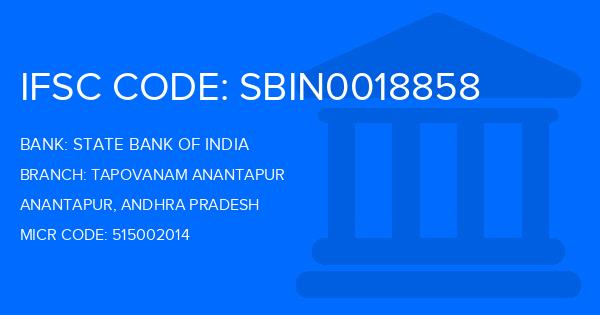 State Bank Of India (SBI) Tapovanam Anantapur Branch IFSC Code