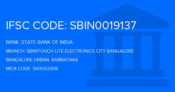 State Bank Of India (SBI) Sbiintouch Lite Electronics City Bangalore Branch IFSC Code