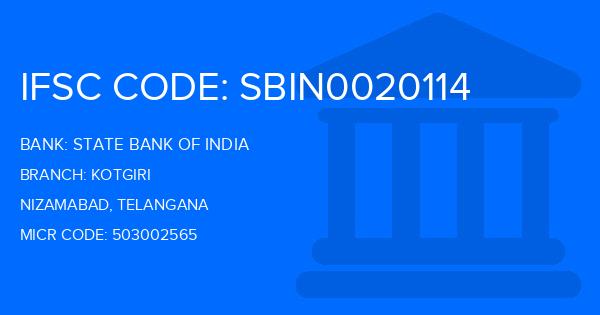 State Bank Of India (SBI) Kotgiri Branch IFSC Code