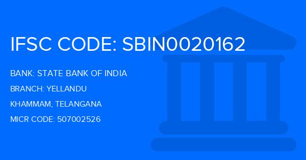 State Bank Of India (SBI) Yellandu Branch IFSC Code