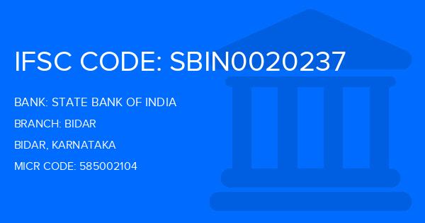 State Bank Of India (SBI) Bidar Branch IFSC Code