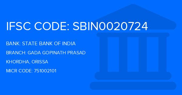 State Bank Of India (SBI) Gada Gopinath Prasad Branch IFSC Code