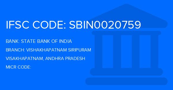 State Bank Of India (SBI) Vishakhapatnam Siripuram Branch IFSC Code