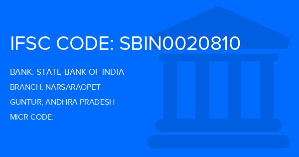 State Bank Of India (SBI) Narsaraopet Branch IFSC Code
