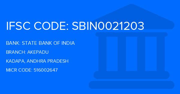 State Bank Of India (SBI) Akepadu Branch IFSC Code