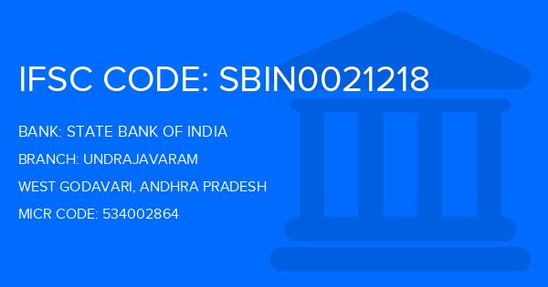 State Bank Of India (SBI) Undrajavaram Branch IFSC Code