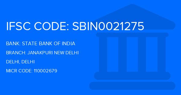 State Bank Of India (SBI) Janakpuri New Delhi Branch IFSC Code
