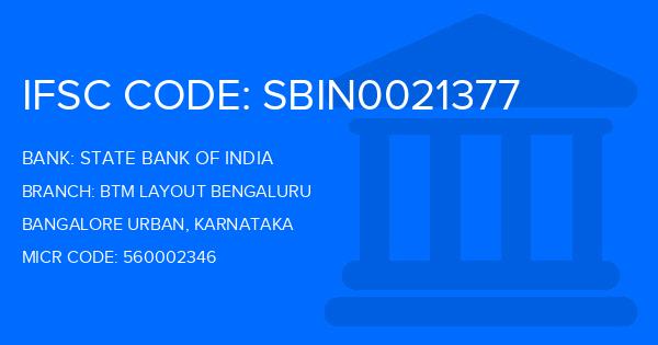 State Bank Of India (SBI) Btm Layout Bengaluru Branch IFSC Code