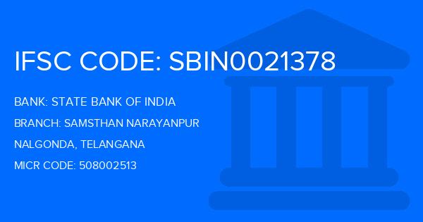 State Bank Of India (SBI) Samsthan Narayanpur Branch IFSC Code