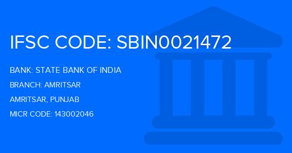 State Bank Of India (SBI) Amritsar Branch IFSC Code