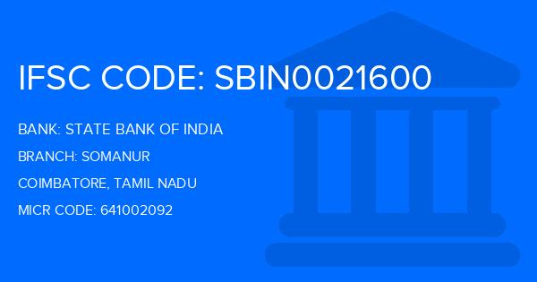 State Bank Of India (SBI) Somanur Branch IFSC Code