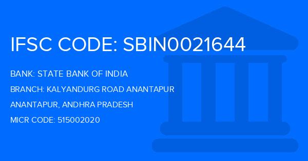 State Bank Of India (SBI) Kalyandurg Road Anantapur Branch IFSC Code