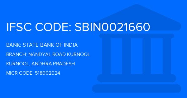 State Bank Of India (SBI) Nandyal Road Kurnool Branch IFSC Code