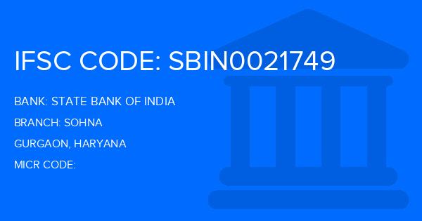 State Bank Of India (SBI) Sohna Branch IFSC Code