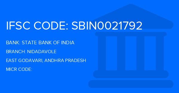 State Bank Of India (SBI) Nidadavole Branch IFSC Code