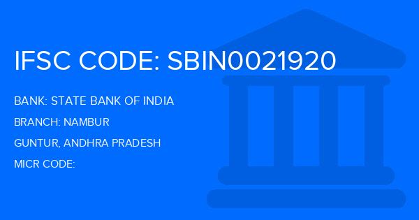 State Bank Of India (SBI) Nambur Branch IFSC Code