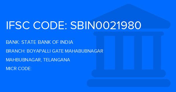 State Bank Of India (SBI) Boyapalli Gate Mahabubnagar Branch IFSC Code