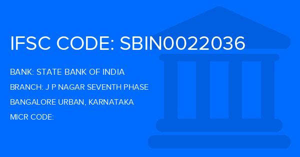 State Bank Of India (SBI) J P Nagar Seventh Phase Branch IFSC Code