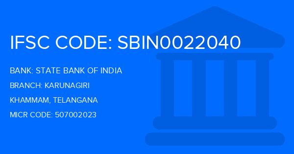State Bank Of India (SBI) Karunagiri Branch IFSC Code