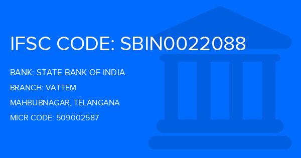 State Bank Of India (SBI) Vattem Branch IFSC Code