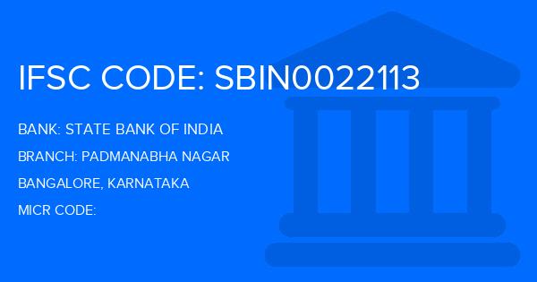 State Bank Of India (SBI) Padmanabha Nagar Branch IFSC Code