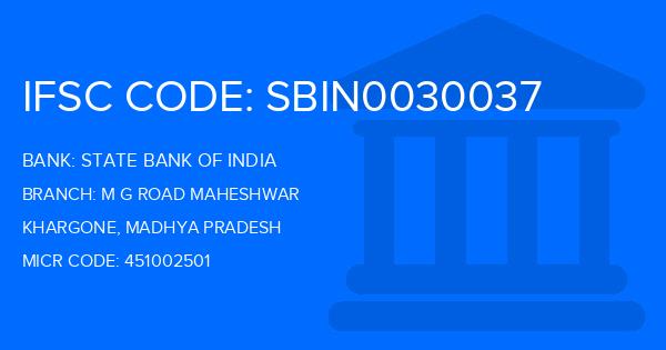 State Bank Of India (SBI) M G Road Maheshwar Branch IFSC Code